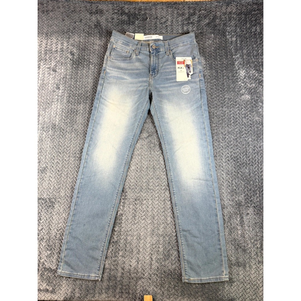 Signature By Levis S37 Slim Straight Jeans Mens 30x30 Blue Flex Denim NEW
